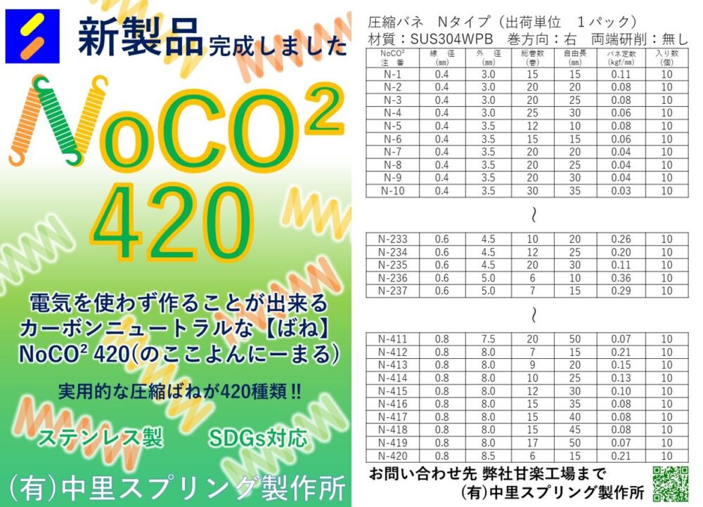 電気を使わずに作るばね【NoCO²420種】ノココ420種